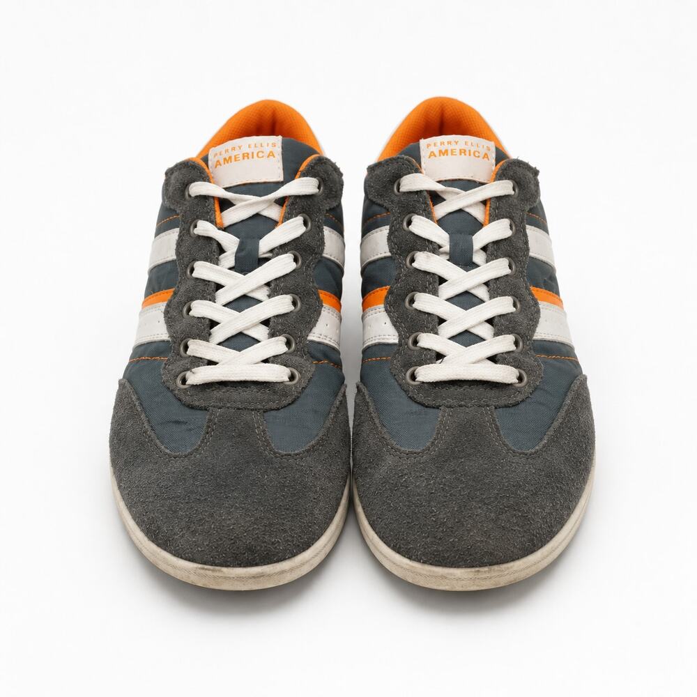 Perry Ellis America Blade Retro Sneakers Gray Orange SIZE 11.5